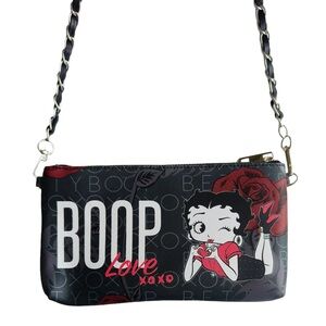 Betty Boop Black white red bag chain & wristlet rose love